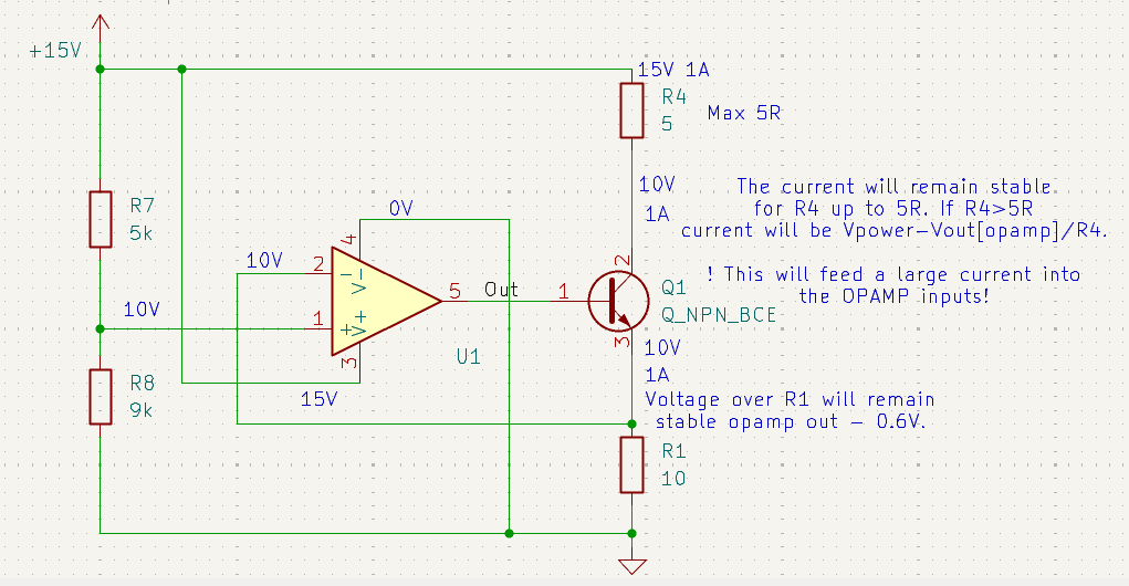 OPAMP BJT current regulator simulation